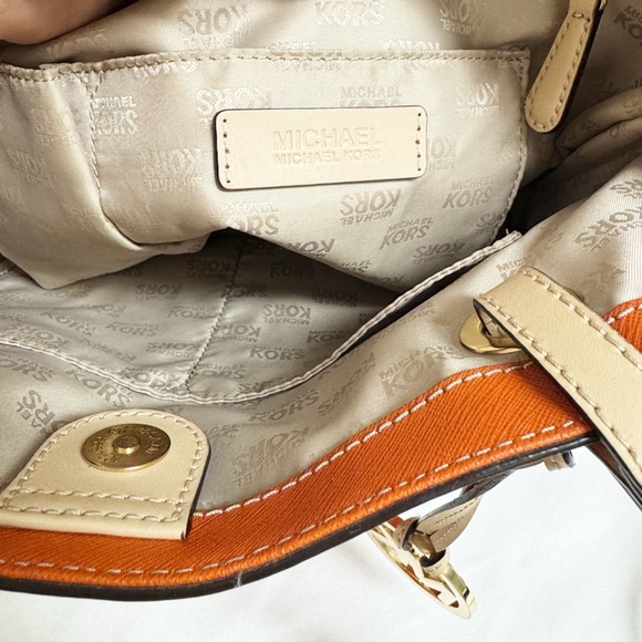 MICHAEL KORS Orange Leather Tote Bag With Adjustable Straps 14”x10.5”x6” - Picture 9 of 11